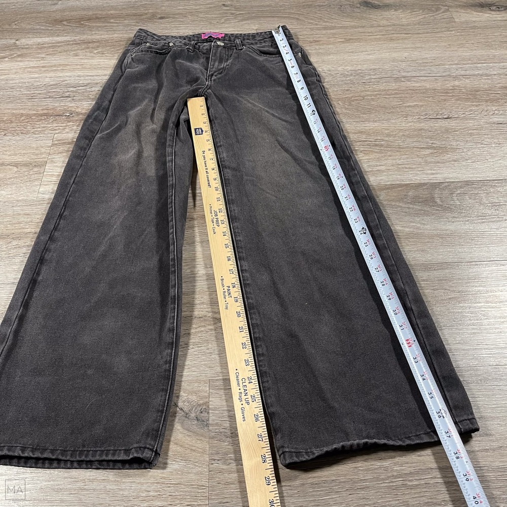 Edikted Women's Jeans Baggy Wide Leg Denim Relaxed Casual 1980 S Dark‎ Gray - Picture 6 of 9